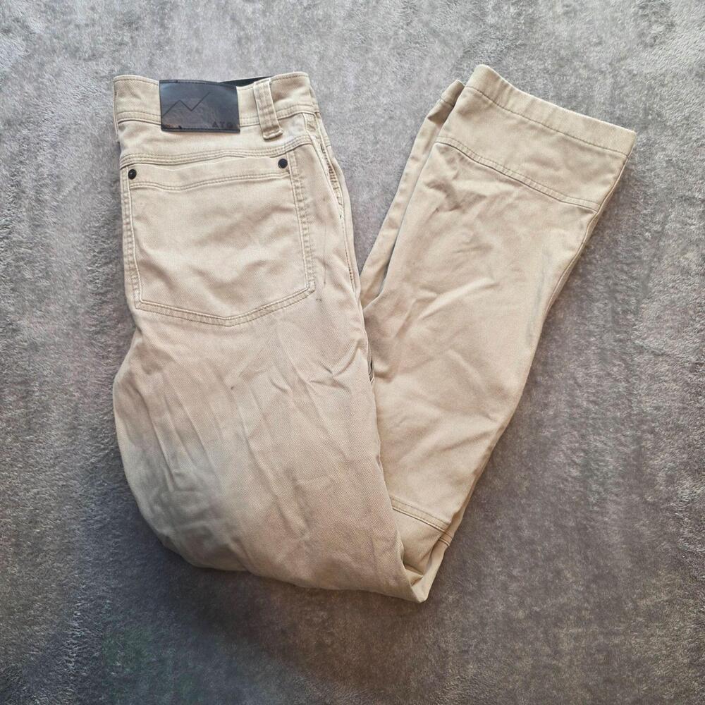Wrangler Khaki Pants Mens 32x32 Beige ATG Stretch Straight Leg Workwear Flaw